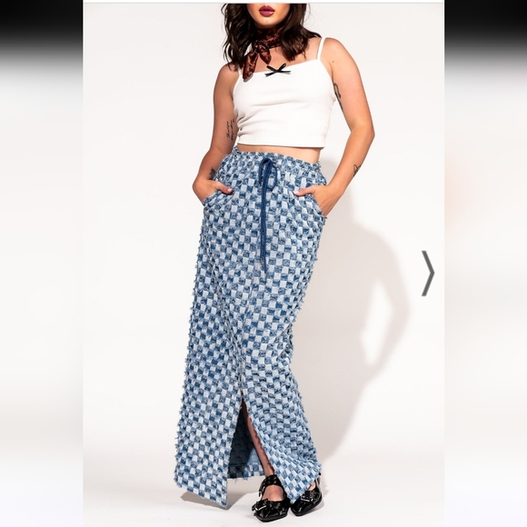 Dressed in LALA Dresses & Skirts - LALA ORIGINAL: Check Mate Textured Denim Maxi Skirt